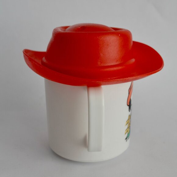 1958 Peanuts Snoopy Cowboy Plastic with Cover Straw Hole Vintage - Picture 2 of 7